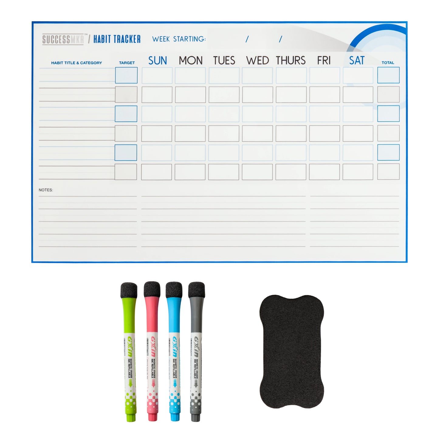 SuccessMkr Habit Tracker Magnetic Whiteboard
