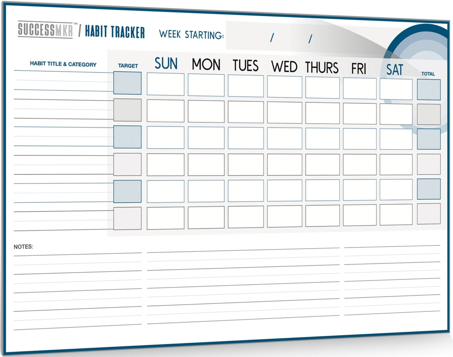 SuccessMkr Habit Tracker Magnetic Whiteboard